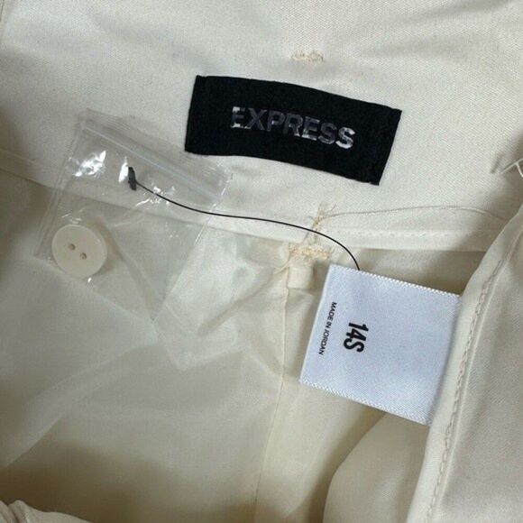 Express Linen Cream High Rise Tapered Ankle Pants Size 14 - Picture 5 of 8